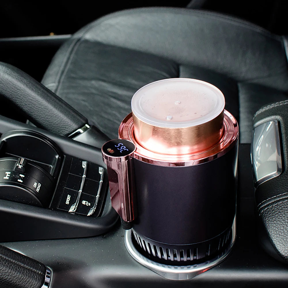 Car heating and cooling cup holder